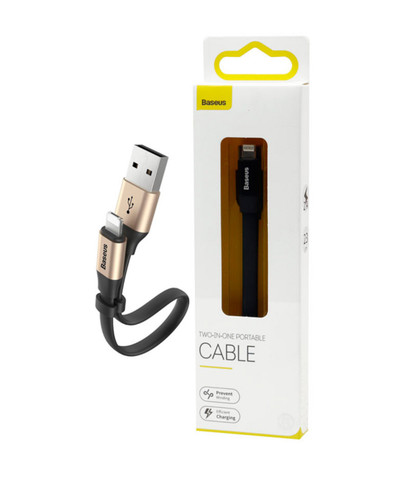 کابل کوتاه دوکاره میکرو یو اس بی و آیفونی Baseus CALMBJ 23cm 2A