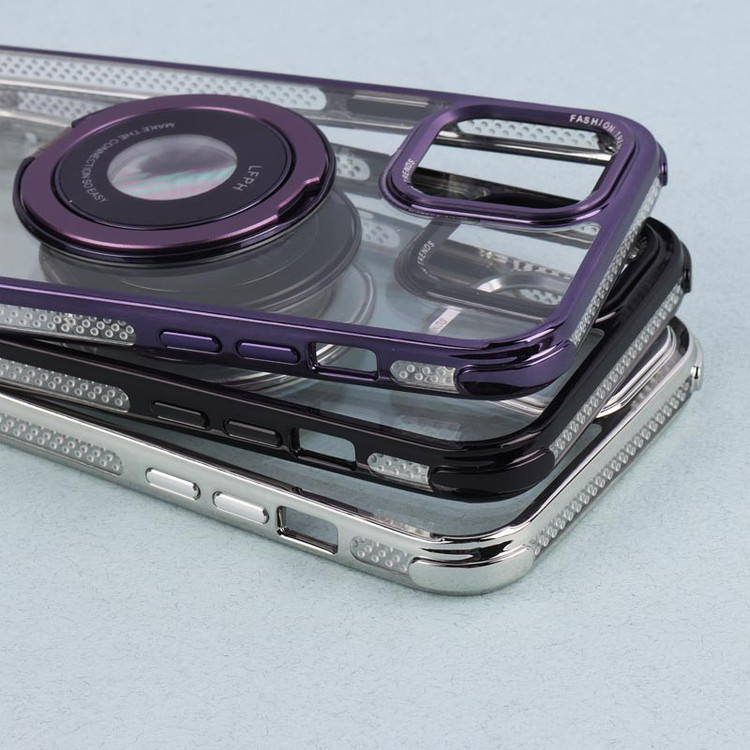 قاب PC آیفون 12 pro maxشفاف Fashion Trends استند شو + محافظ لنز رینگی iPhone 12 Pro Max