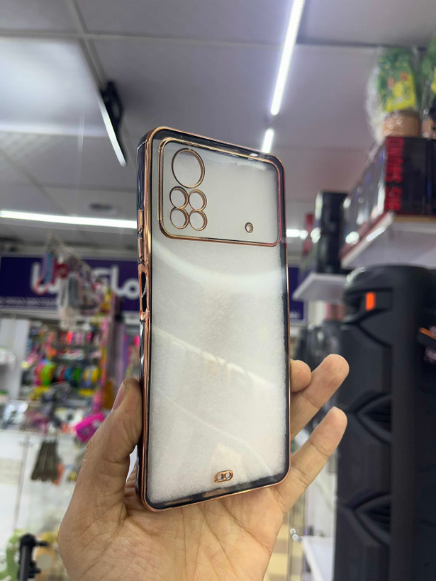 قاب دور کروم پشت شفافpoco x4 pro 4g