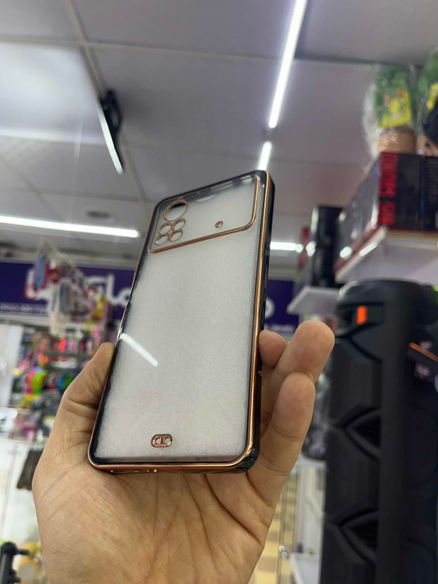 قاب دور کروم پشت شفافpoco x4 pro 4g