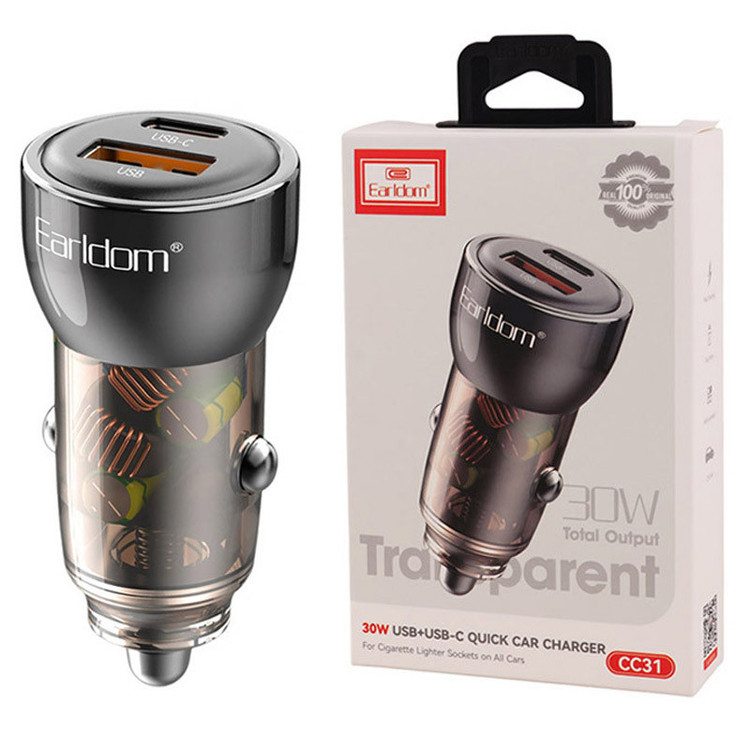 شارژر اورجینال 100درصد فندکی فست شارژ Earldom ES-CC31 3A QC 30W