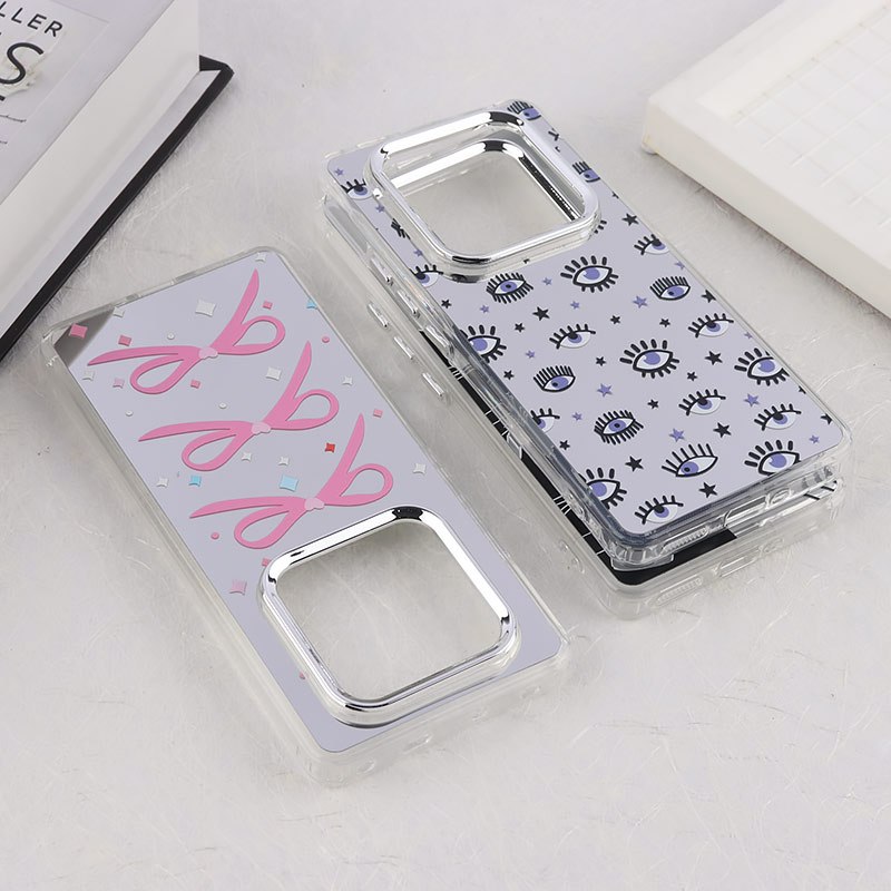 قاب آیینه ای  طرح دار دور محافظ متال شیائومی Redmi Note 14 Pro 5G /Redmi Note 14 Pro Plus